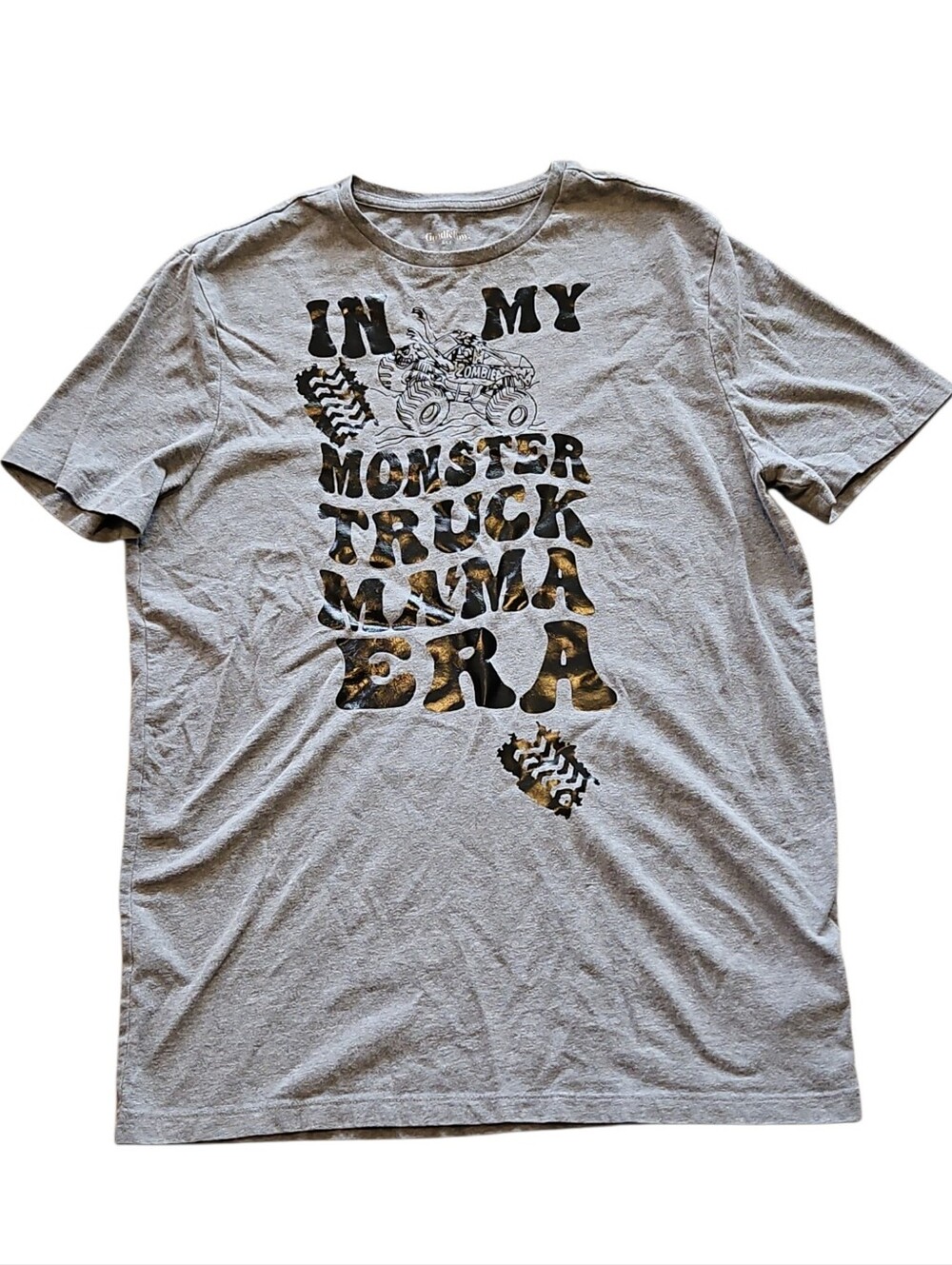 Gray Monster Truck Graphic Tee  Mama Zombie Truck Size Medium
